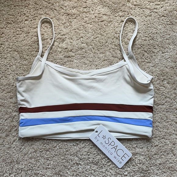L*SPACE White Stripe Bikini Top - Picture 4 of 6